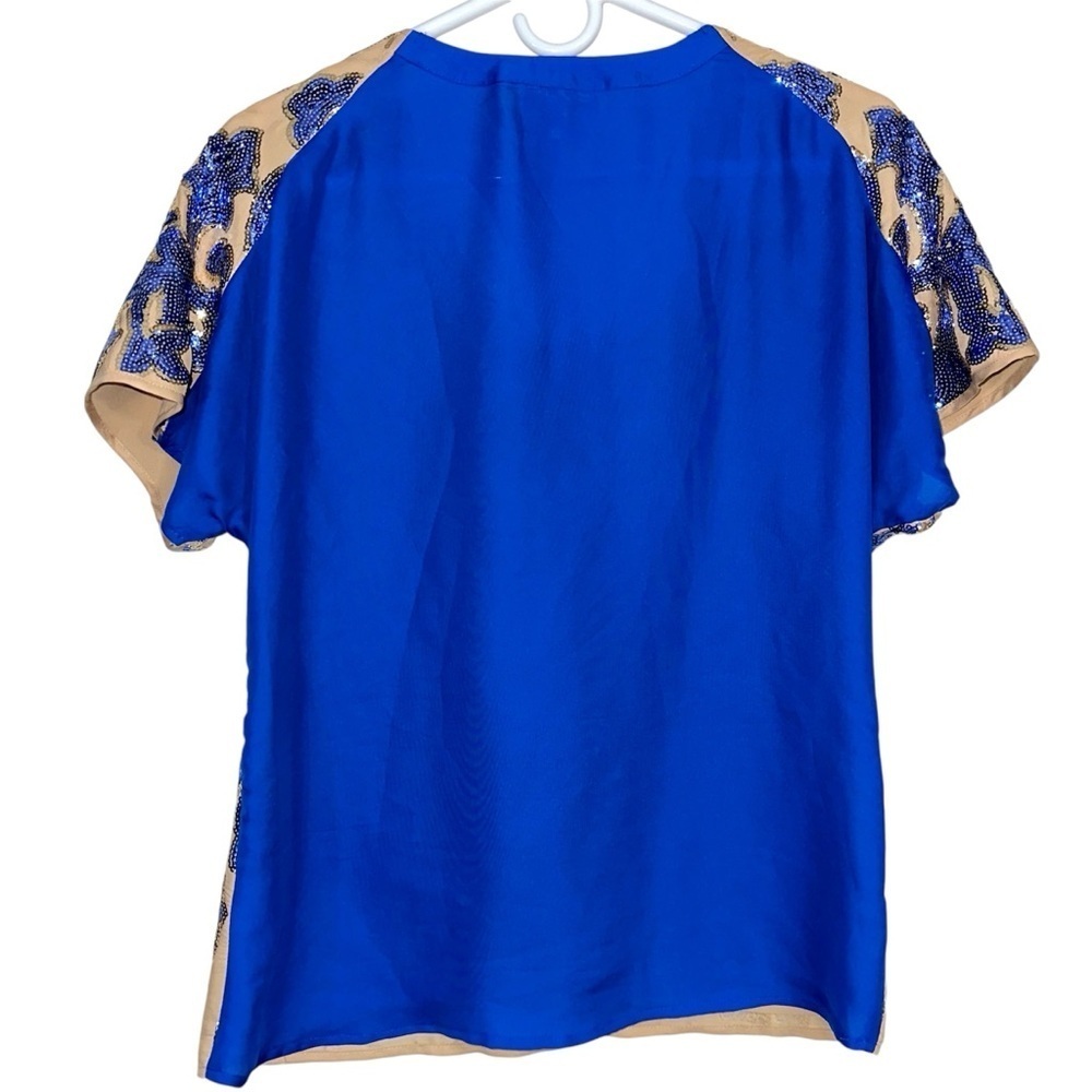 Newman Marcus Tracy Reese For Target Blue And Tan Sequin Top - Picture 3 of 7